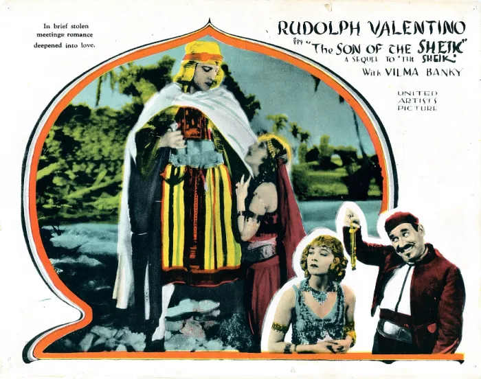 Framed Print : THE SON OF THE SHEIK, inset from left: Rudolph Valentino, Vilma Banky, bottom left: Vilma Banky, 1926 Framed Print : THE SON OF THE SHEIK, inset from left: Rudolph Valentino, Vilma Banky, bottom left: Vilma Banky, 1926