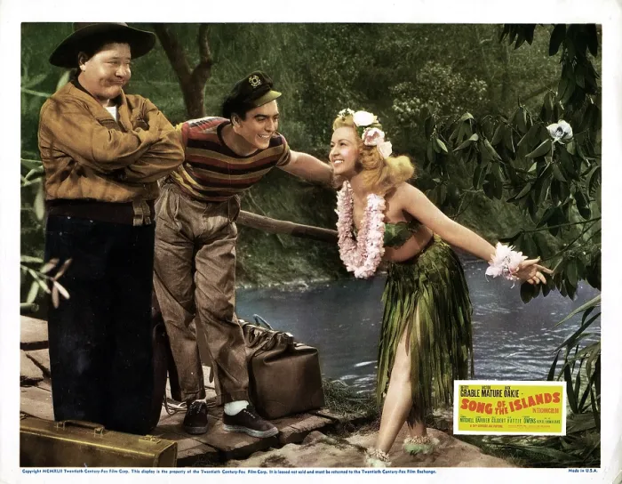 Framed Print : SONG OF THE ISLANDS, from right: Jack Oakie, Victor Mature, Betty Grable, 1942. TM and Copyright 20th Century Fox Film Corp. All rights reserved / Courtesy: Everett Collection