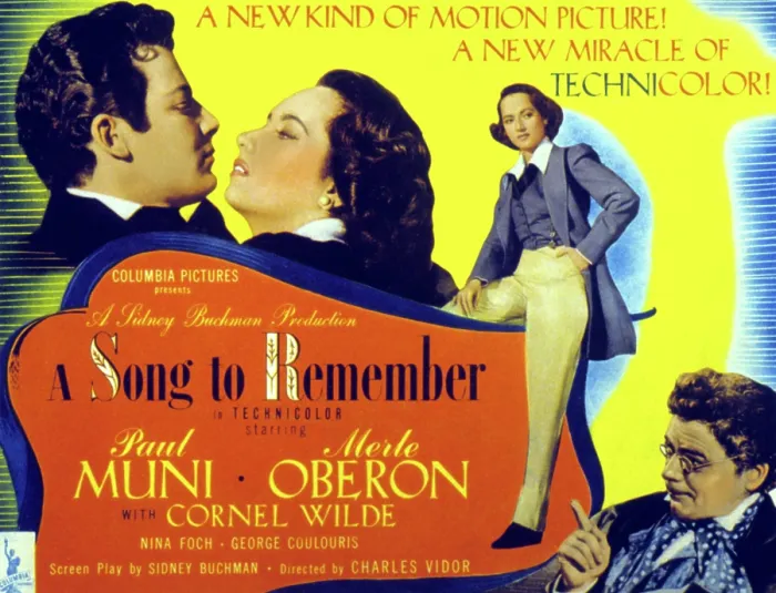 Framed Print : A SONG TO REMEMBER, Cornel Wilde, Merle Oberon, Paul Muni (bottom), 1945
