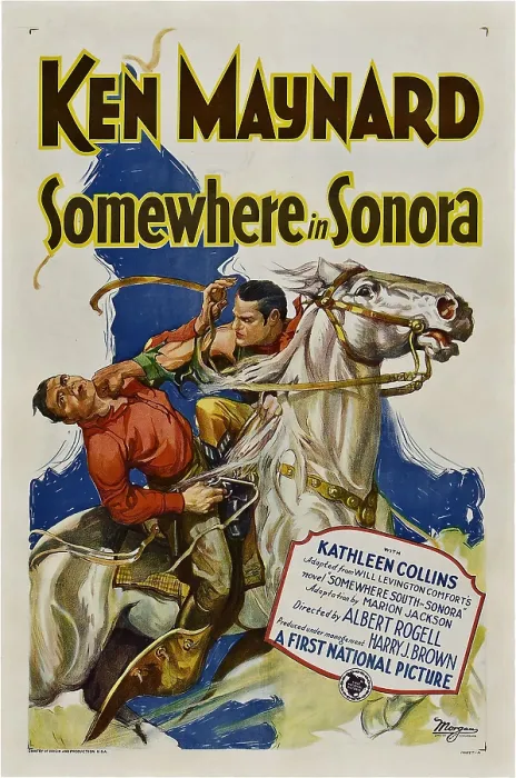 Framed Print : SOMEWHERE IN SONORA, style A poster; Ken Maynard (right), 1927