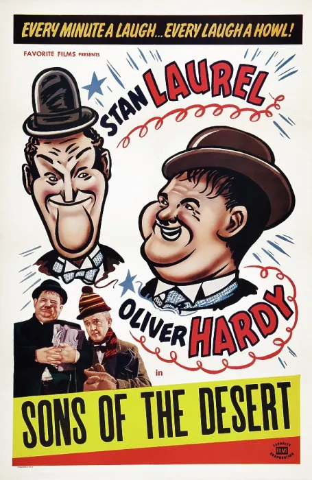 Framed Print : SONS OF THE DESERT, US poster art, bottom from left: Oliver Hardy, Stan Laurel, 1933