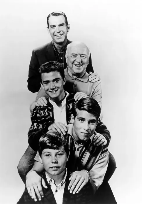 Framed Print : MY THREE SONS, (top-bottom): Fred MacMurray, William Frawley, Tim Considine, Don Grady, Stanley Livingston, 1960-72 Framed Print : MY THREE SONS, (top-bottom): Fred MacMurray, William Frawley, Tim Considine, Don Grady, Stanley Livingston, 1960-72