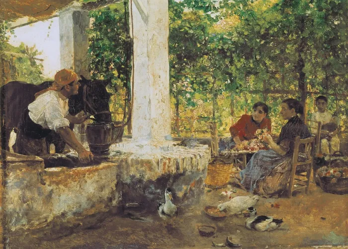 Framed Print : SOROLLA, Joaquin (1863-1923). Figuras bajo un emparrado. 1891. Costumbrism. Oil on canvas. SPAIN. CAdiz. Museo de CAdiz. - P Framed Print : SOROLLA, Joaquin (1863-1923). Figuras bajo un emparrado. 1891. Costumbrism. Oil on canvas. SPAIN. CAdiz. Museo de CAdiz. - P