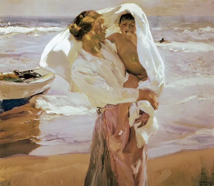 Framed Print : SOROLLA, Joaqun (1863-1923). After the Bath. 1915. Oil on canvas. SPAIN. Madrid. Sorolla Museum. AISA / Everett Collection**US SALES ONLY**