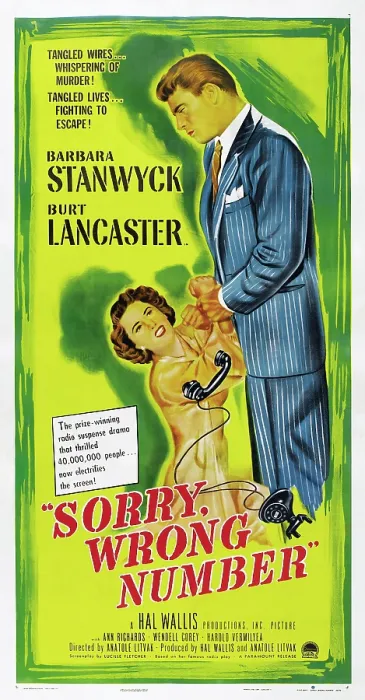 Framed Print : SORRY, WRONG NUMBER, US poster, from left: Barbara Stanwyck, Burt Lancaster, 1948