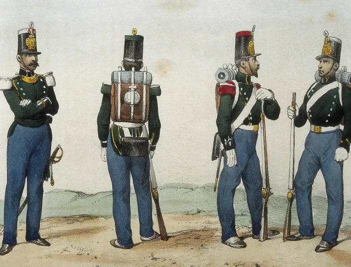 Framed Print : DE SOTTO, Serafin Maria, Earl of Clonard (1793 - 1862). Historia orgAnica de las armas de Infanteria y Caballeria espanolas. 1851 - 1859. Captain and other army members (1841)