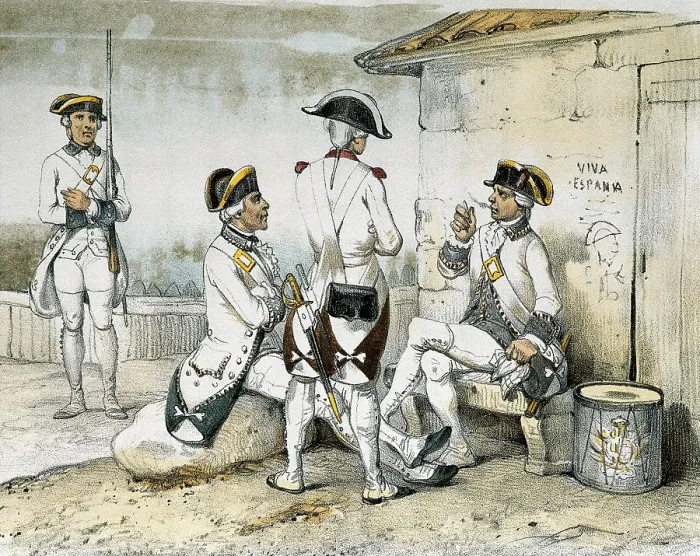 Framed Print : DE SOTTO, Serafin Maria, Earl of Clonard (1793 - 1862). Historia orgAnica de las armas de Infanteria y Caballeria espanolas. 1851 - 1859. Members of the army (1775). Engraving Framed Print : DE SOTTO, Serafin Maria, Earl of Clonard (1793 - 1862). Historia orgAnica de las armas de Infanteria y Caballeria espanolas. 1851 - 1859. Members of the army (1775). Engraving