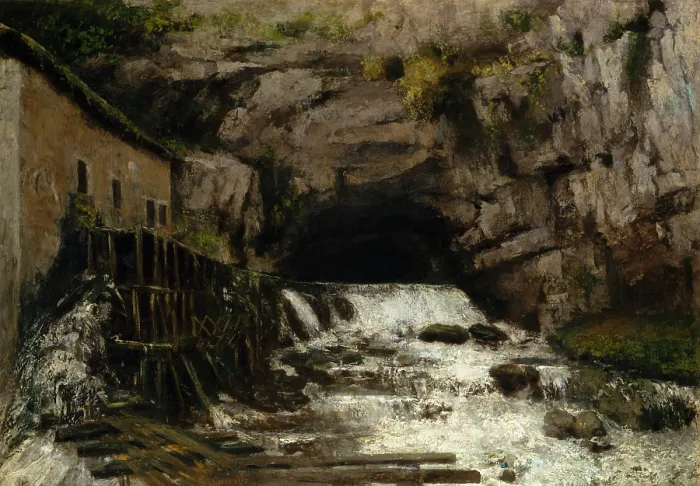 Framed Print : THE SOURCES OF THE LOUE, by Gustave Courbet, 1864, French painting, oil on canvas