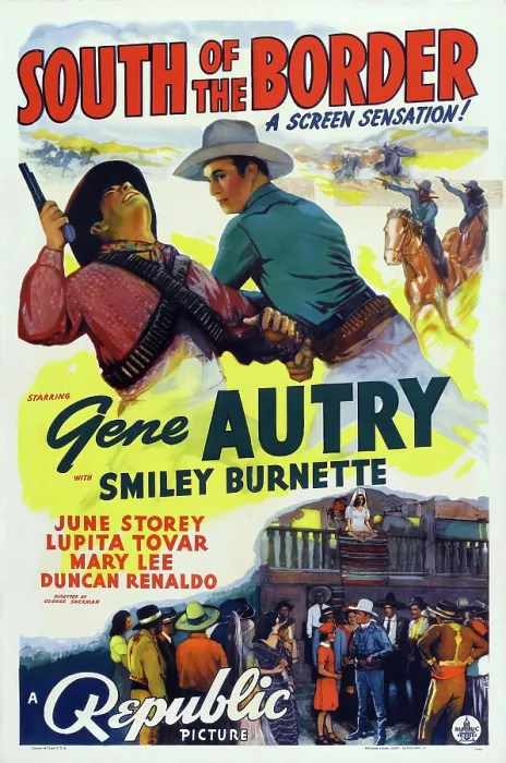 Framed Print : SOUTH OF THE BORDER, US poster, Gene Autry (top center), 1939