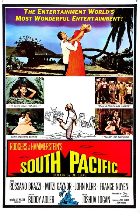 Framed Print : SOUTH PACIFIC, US poster, top from left: Rossano Brazzi, Mitzi Gaynor (and sailor suit center), 1958, TM & Copyright 20th Century Fox Film Corp