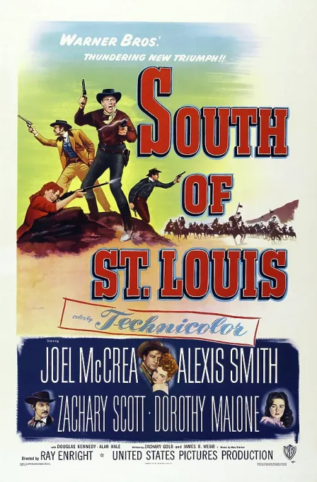 Framed Print : SOUTH OF ST. LOUIS, US poster art, Joel McCrea, Alexis Smith, Zachary Scott, Dorothy Malone, 1949 Framed Print : SOUTH OF ST. LOUIS, US poster art, Joel McCrea, Alexis Smith, Zachary Scott, Dorothy Malone, 1949