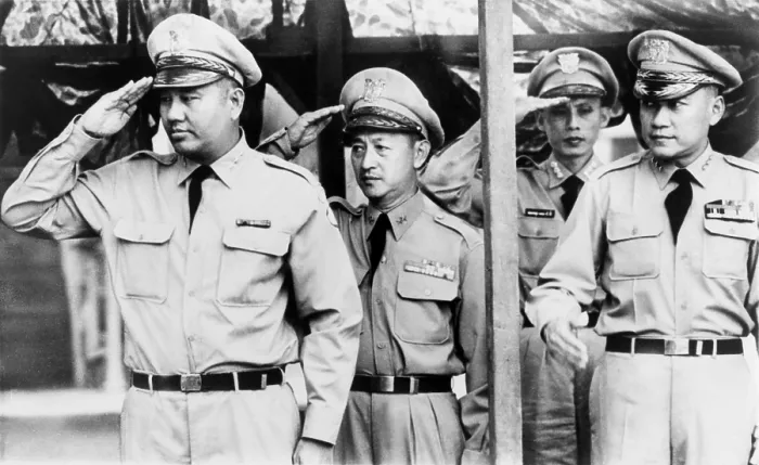 Framed Print : South Vietnamese Generals who led the 1963 Coup against President Ngo Dinh Diem. From left: Generals Duong Van Minh, Le Van Kim, and unidentified officer, and General Tran Van Don Framed Print : South Vietnamese Generals who led the 1963 Coup against President Ngo Dinh Diem. From left: Generals Duong Van Minh, Le Van Kim, and unidentified officer, and General Tran Van Don