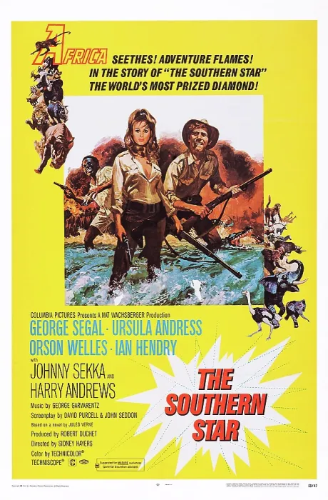 Framed Print : THE SOUTHERN STAR, US poster art: from left, front, Ursula Andress, George Segal, 1969 Framed Print : THE SOUTHERN STAR, US poster art: from left, front, Ursula Andress, George Segal, 1969