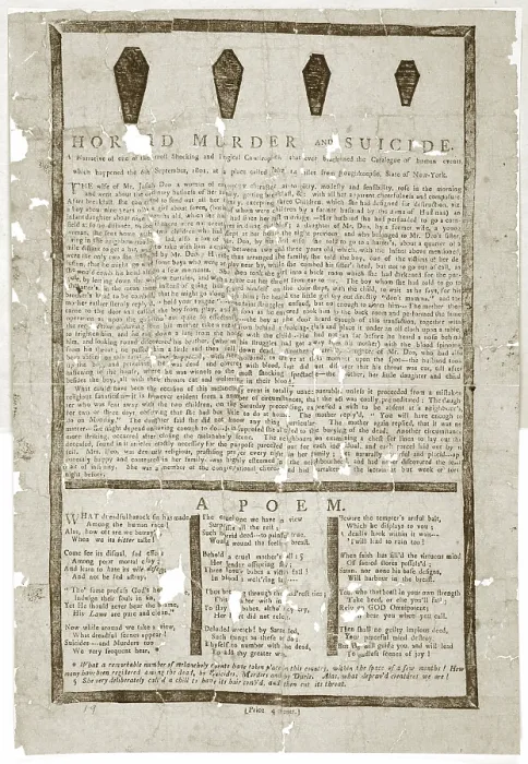 Framed Print : Souvenir of a murder with coffin drawings and poem detailing the events, description of a murder and suicide on September 5, 1801, near Poughkeepsie, New York