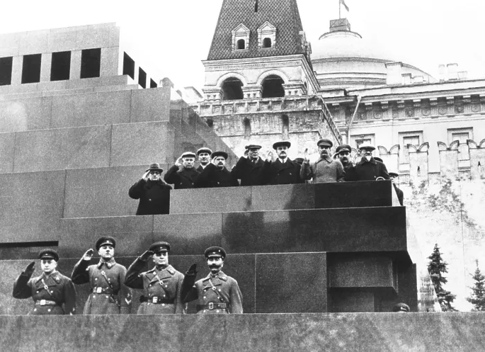 Framed Print : Soviet leaders on Lenin's tomb during for the 19th Anniversary of the October Revolution. Moscow, Nov. 17, 1936