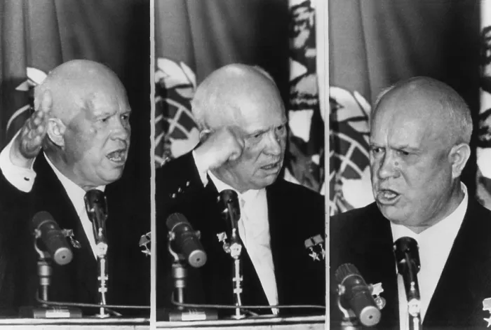 Framed Print : Soviet Premier Nikita Khrushchev gestures as he reacts to L.A. Mayor Norris Poulson remarks Framed Print : Soviet Premier Nikita Khrushchev gestures as he reacts to L.A. Mayor Norris Poulson remarks