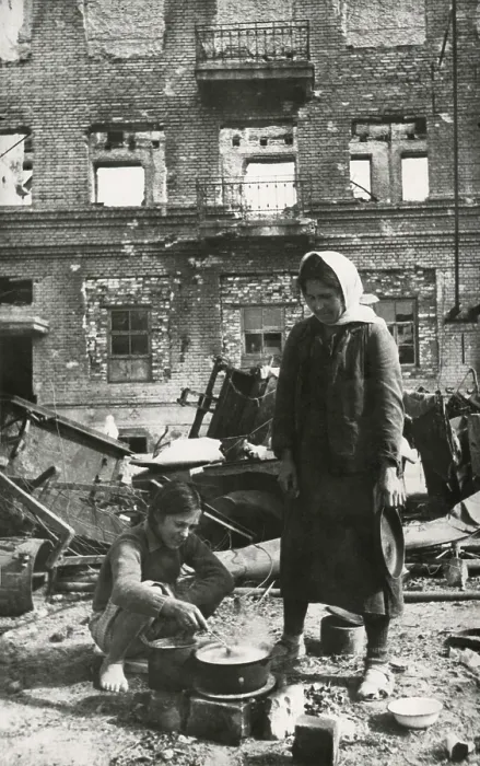 Framed Print : Soviet (Russian) civilians cooking in the ruins of Stalingrad. The Hero City was in ruins in Nov. 1944, over 18 months after the defeat of the Germans in Feb. 1943 Framed Print : Soviet (Russian) civilians cooking in the ruins of Stalingrad. The Hero City was in ruins in Nov. 1944, over 18 months after the defeat of the Germans in Feb. 1943