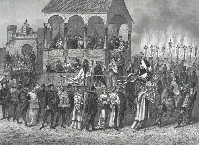 Framed Print : Spain (16th c.). Inquisition. 'Auto-da-f' in Madrid during the reign of Philip II. Coleccin Gasca / AISA / Everett Collection (157107)**US SALES ONLY** Framed Print : Spain (16th c.). Inquisition. 'Auto-da-f' in Madrid during the reign of Philip II. Coleccin Gasca / AISA / Everett Collection (157107)**US SALES ONLY**