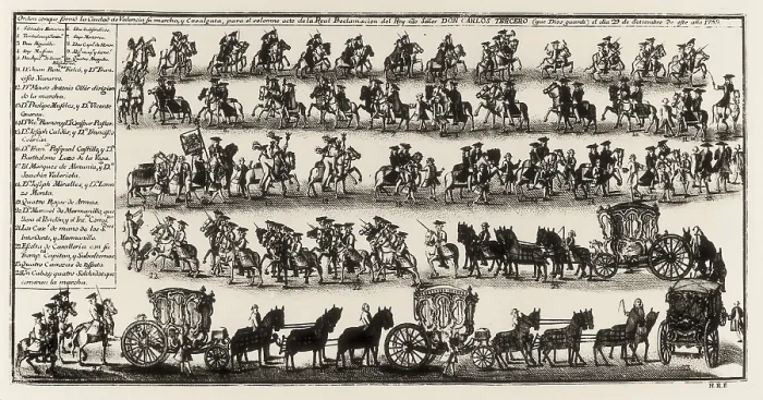 Framed Print : Spain (1759). Retinue in the city of Valencia for the proclamation of Charles III. Engraving. SPAIN. Madrid. National Library. AISA / Everett Collection**US SALES ONLY** Framed Print : Spain (1759). Retinue in the city of Valencia for the proclamation of Charles III. Engraving. SPAIN. Madrid. National Library. AISA / Everett Collection**US SALES ONLY**