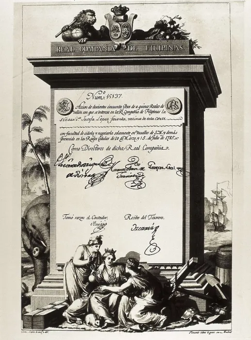 Framed Print : Spain (1785). Share of the Royal Company of Philippines. SPAIN. Madrid. National Library. AISA / Everett Collection**US SALES ONLY**