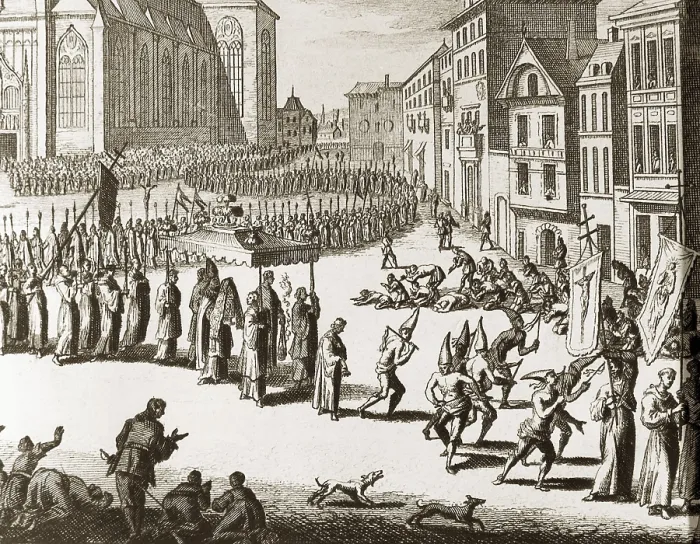 Framed Print : Spain (17th c.). Auto-da-f of the Inquisition. Procession. Engraving. AISA / Everett Collection (181990)**US SALES ONLY**