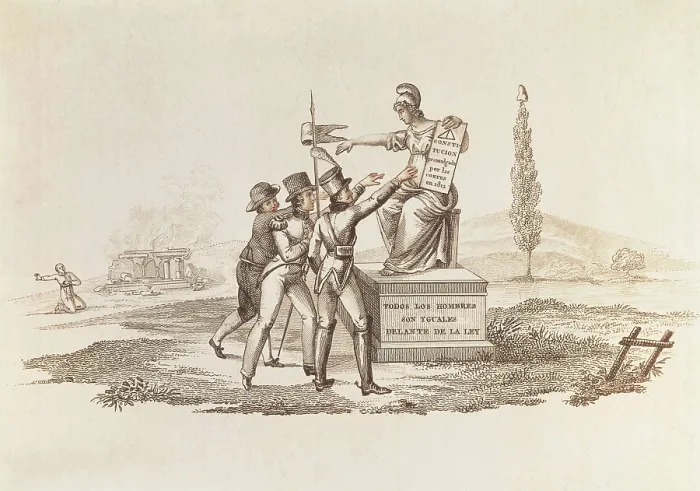 Framed Print : Spain (1812). Constitution of the Cadiz Cortes (19th March 1812). Etching. SPAIN. Madrid. Romantic Museum. AISA / Everett Collection**US SALES ONLY** Framed Print : Spain (1812). Constitution of the Cadiz Cortes (19th March 1812). Etching. SPAIN. Madrid. Romantic Museum. AISA / Everett Collection**US SALES ONLY**