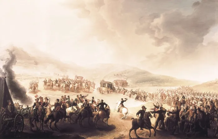 Framed Print : Spain (1814). Entrance of Fernando VII into Spain crossing the Bidasoa river. Oil on canvas. SPAIN. Madrid. Royal Palace. AISA / Everett Collection**US SALES ONLY**