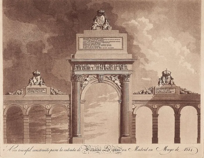 Framed Print : Spain (1814). Triumphal arch built for the entrance of Fernando VII into Madrid. Litography. SPAIN. Madrid. Municipal Museum. AISA / Everett Collection**US SALES ONLY** Framed Print : Spain (1814). Triumphal arch built for the entrance of Fernando VII into Madrid. Litography. SPAIN. Madrid. Municipal Museum. AISA / Everett Collection**US SALES ONLY**
