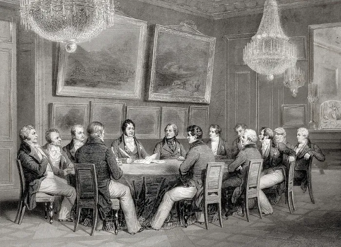 Framed Print : Spain (1833). Signature of the regency in favour of Mara Cristina de Borbn (31st July 1833). Etching. SPAIN. Barcelona. Biblioteca de Catalunya (National Library of Catalonia)