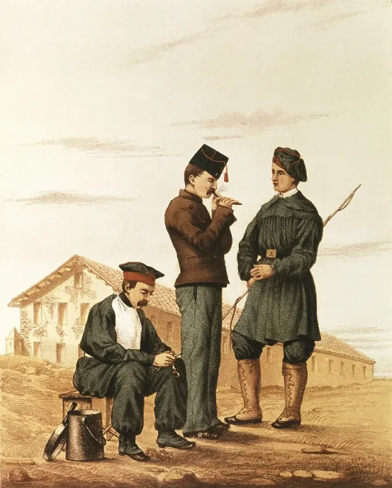 Framed Print : Spain (1853). Infantry soldiers and mess assistent. Litography. FRANCE. Paris. National Library. AISA / Everett Collection**US SALES ONLY**