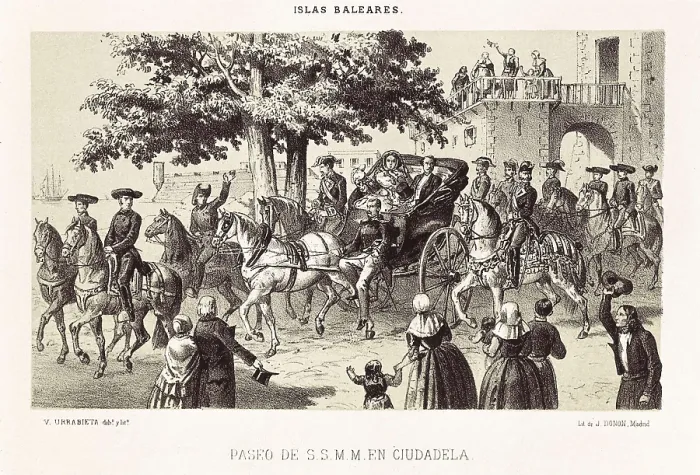 Framed Print : Spain (1860). Walk of Isabel II and Francisco de Ass in Ciudadela (Balearic Islands). Litography. FRANCE. Paris. National Library. AISA / Everett Collection**US SALES ONLY** Framed Print : Spain (1860). Walk of Isabel II and Francisco de Ass in Ciudadela (Balearic Islands). Litography. FRANCE. Paris. National Library. AISA / Everett Collection**US SALES ONLY**