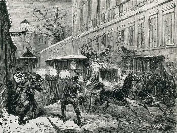Framed Print : Spain (1870). Assassination of general Prim (Madrid, 27th December, 1870). Etching. AISA / Everett Collection**US SALES ONLY** Framed Print : Spain (1870). Assassination of general Prim (Madrid, 27th December, 1870). Etching. AISA / Everett Collection**US SALES ONLY**