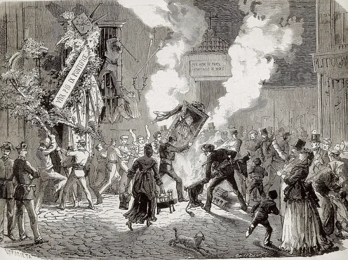 Framed Print : Spain (1873). First Republic. Anticlerical demonstration in Madrid (July 1873). Published in 'L'Illustration. Journal Universel'. Etching Framed Print : Spain (1873). First Republic. Anticlerical demonstration in Madrid (July 1873). Published in 'L'Illustration. Journal Universel'. Etching