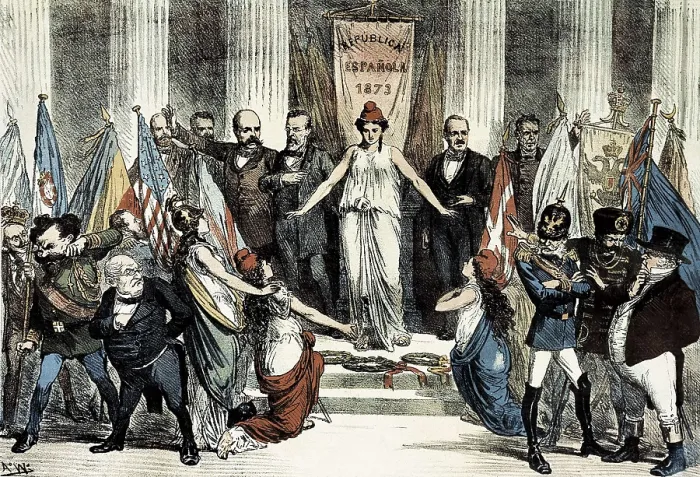 Framed Print : Spain (1873). Proclamation of the First Republic (11th February 1873). Caricature. AISA / Everett Collection**US SALES ONLY**