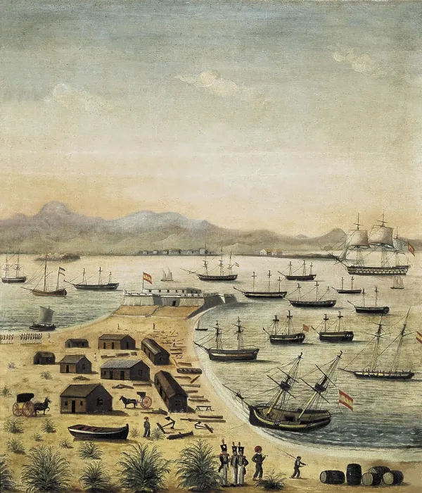 Framed Print : Spain (19th c.). CAdiz. Shipyards in Puntales quarter. Painting. SPAIN. San Fernando. Municipal Historic Museum. - P. Rotger / Iberfoto / Everett Collection (312678)**US SALES ONLY**