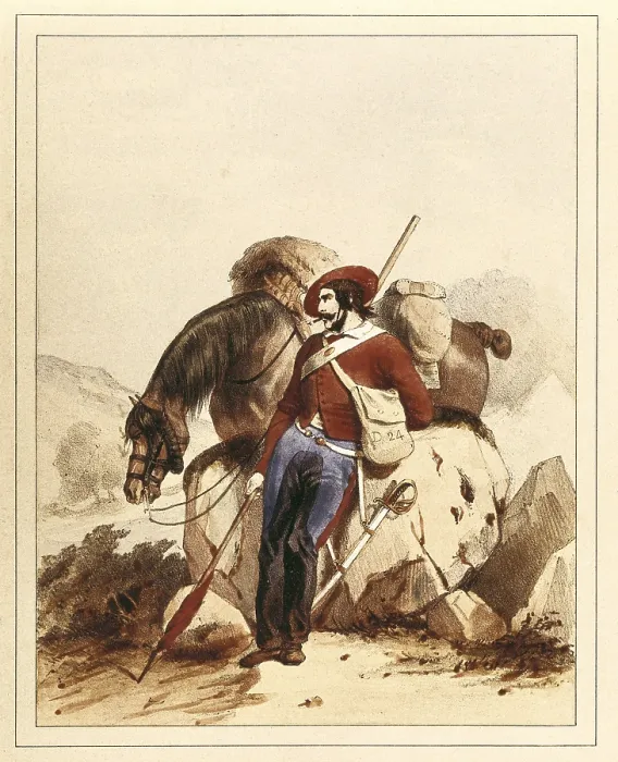 Framed Print : Spain (19th c.). Carlist Wars. Cavalry under Cabrera's comandment. Litography. Private Collection. - M.C.Esteban / Iberfoto / Everett Collection (579090)**US SALES ONLY**