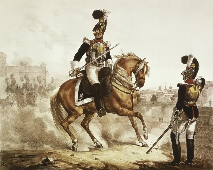 Framed Print : Spain (19th c.). Cuirassiers of the Royal Guard. Picture of the 'Coleccin de uniformes del Ejercito Espaol', by Marquis of Zambrano. Litography. SPAIN. Madrid Framed Print : Spain (19th c.). Cuirassiers of the Royal Guard. Picture of the 'Coleccin de uniformes del Ejercito Espaol', by Marquis of Zambrano. Litography. SPAIN. Madrid