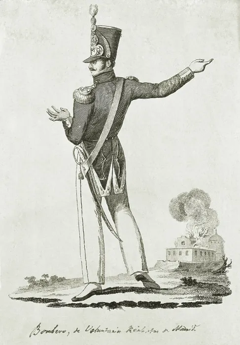 Framed Print : Spain (19th c.). Fireman of the royalist volunteers of Madrid. Etching. SPAIN. Madrid. National Library. AISA / Everett Collection**US SALES ONLY** Framed Print : Spain (19th c.). Fireman of the royalist volunteers of Madrid. Etching. SPAIN. Madrid. National Library. AISA / Everett Collection**US SALES ONLY**