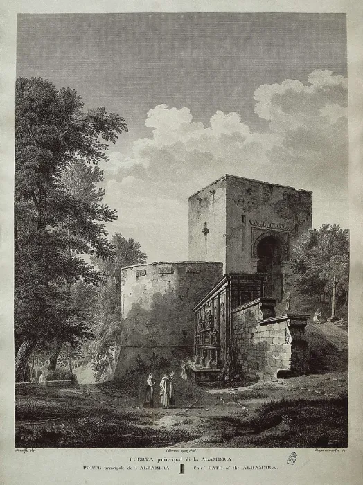 Framed Print : Spain (19th c.). Granada. Main gate of the Alhambra. Etching. SPAIN. Madrid. National Library. AISA / Everett Collection**US SALES ONLY**