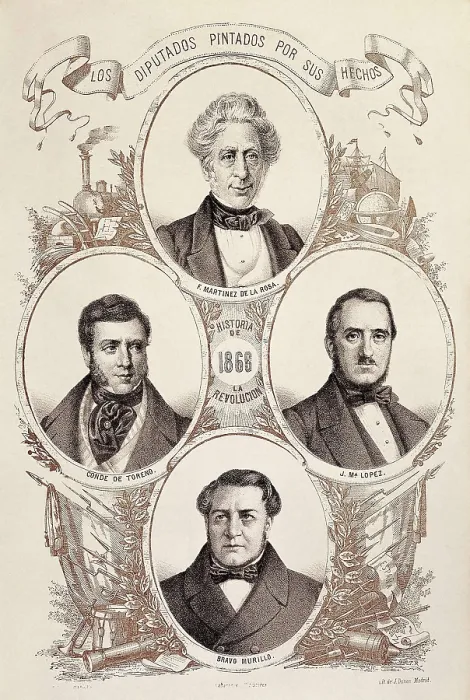 Framed Print : Spain (19th c.). Liberal politicians. Portraits of Martnez de la Rosa, count of Toreno, Joaqun Mara Lpez and Bravo Murillo. Litography. SPAIN. Madrid. National Library Framed Print : Spain (19th c.). Liberal politicians. Portraits of Martnez de la Rosa, count of Toreno, Joaqun Mara Lpez and Bravo Murillo. Litography. SPAIN. Madrid. National Library