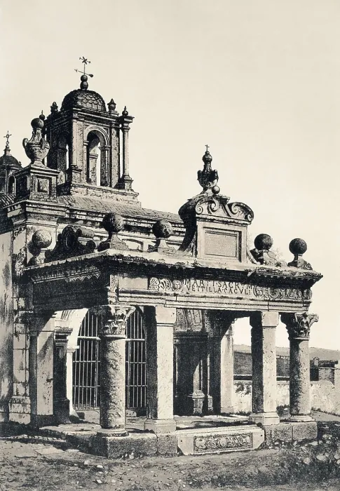 Framed Print : Spain (19th c.). Mrida. Temple of Mars and church of Santa Eulalia. Litography. SPAIN. Barcelona. Sant Jordi Catalan Royal Academy of Fine Arts