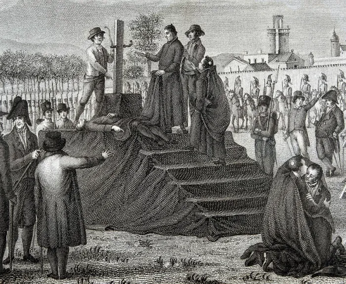 Framed Print : Spain (19th c.). Peninsular War (1809). Execution of Dr. Pou by French troops in Barcelona (June 1809). Engraving by Bonaventura Planella Couxello. Etching Framed Print : Spain (19th c.). Peninsular War (1809). Execution of Dr. Pou by French troops in Barcelona (June 1809). Engraving by Bonaventura Planella Couxello. Etching