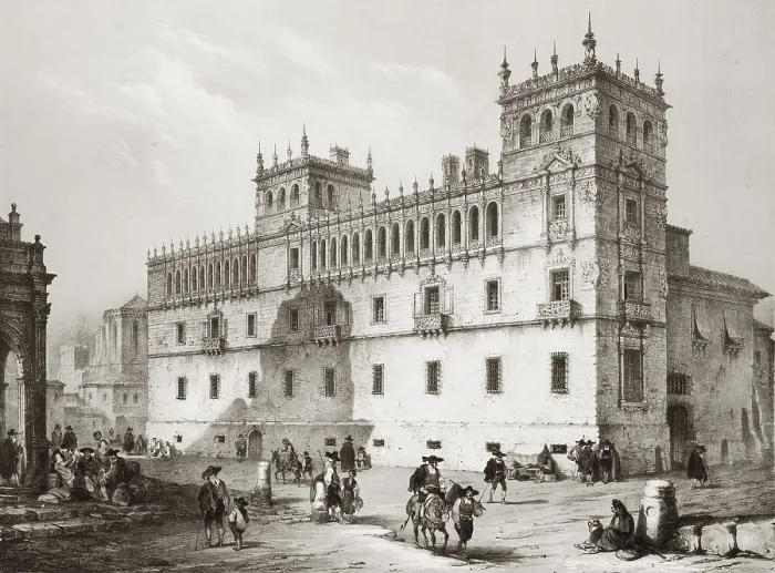 Framed Print : Spain (19th c.). Salamanca. The Palace of the Count of Monterrey. Original drawing by Jenaro Prez Villaamil for the work 'Espaa Artstica y Monumental' (1865)