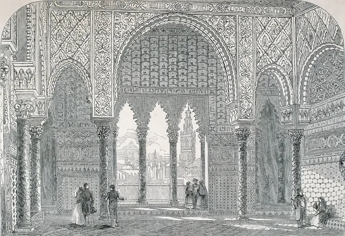 Framed Print : Spain (19th c.). Seville. Pedro of Castile's rooms in the Alcazar. Drawing from the English edition of Theophille Gautier.'s 'Voyage en Espagne'. Etching. SPAIN