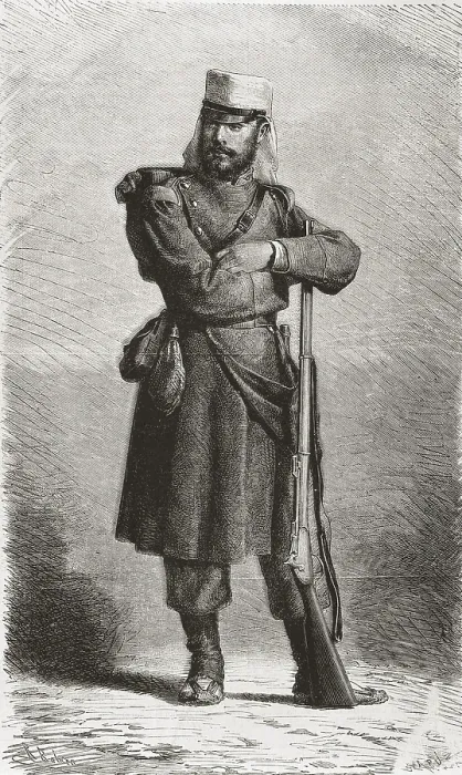 Framed Print : Spain (19th c.). Spanish soldier of the colonial army. Etching. SPAIN. Madrid. National Library. - M.C.Esteban / Iberfoto / Everett Collection (528433)**US SALES ONLY**