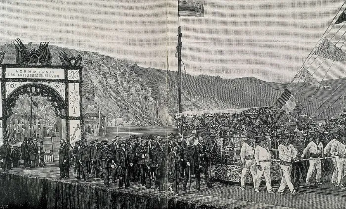 Framed Print : Spain (20th c.). Visit of Alfonso XIII to Bilbao. Entrance of the king into the Nervin shipyards. Etching. AISA / Everett Collection**US SALES ONLY** Framed Print : Spain (20th c.). Visit of Alfonso XIII to Bilbao. Entrance of the king into the Nervin shipyards. Etching. AISA / Everett Collection**US SALES ONLY**