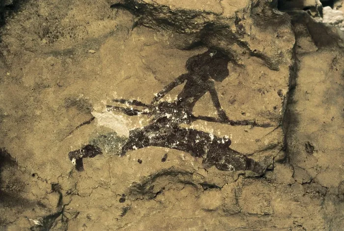 Framed Print : SPAIN. Alacn. Cave of To Garroso. The hunter woman. Upper Paleolithic. Cave. AISA / Everett Collection**US SALES ONLY**