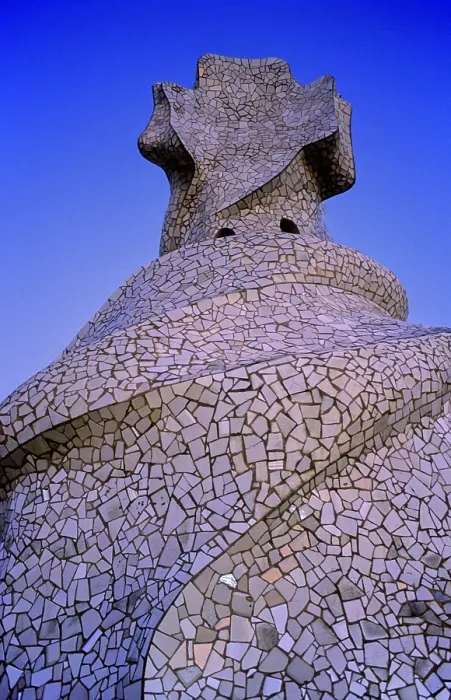 Framed Print : SPAIN. Barcelona. Mil House or 'The Quarry'. Detail of the roof chimneys. Modernism. Architecture Framed Print : SPAIN. Barcelona. Mil House or 'The Quarry'. Detail of the roof chimneys. Modernism. Architecture