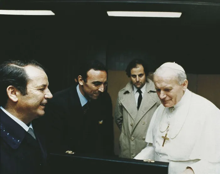 Framed Print : SPAIN. Barcelona. Palau Blaugrana of F. C. Barcelona. Pope's visit to the F.C