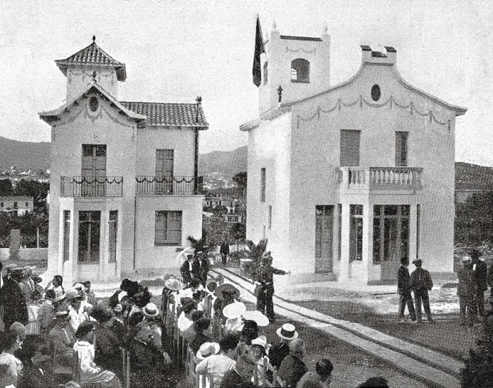 Framed Print : SPAIN. Barcelona. Spain (1916). Barcelona. Inauguratio of the first group of houses of the Journalist Cooperative, in Horta district